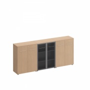 МЕ 338 шкаф комбинированный средний (закрытый - стекло - закрытый) 2740x460x1200