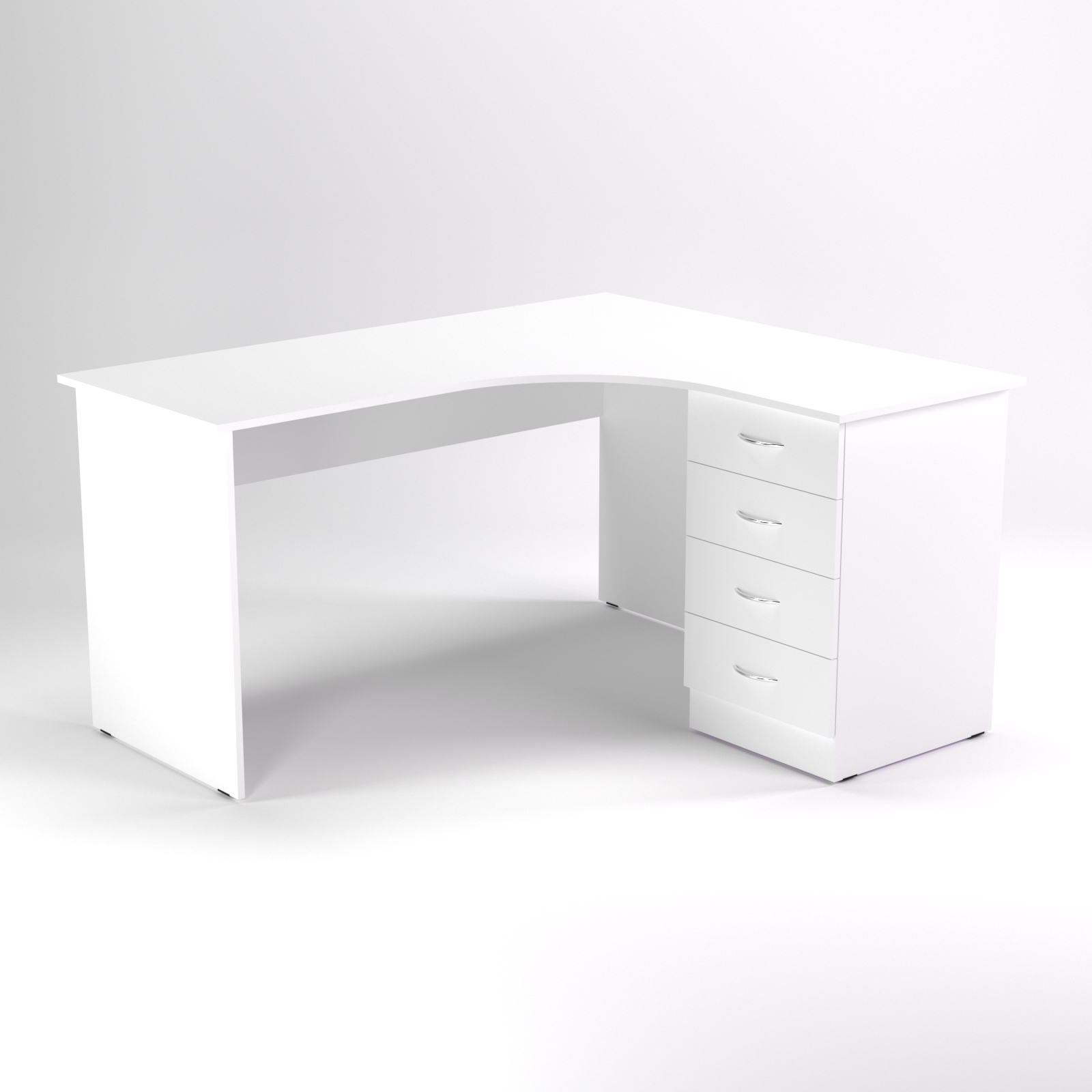 Большой угловой письменный стол белый